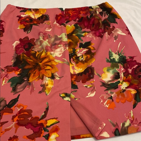 Talbots Skirt Women's Size 14W Floral Pink Lined Cotton Stretch Career - Picture 10 of 10